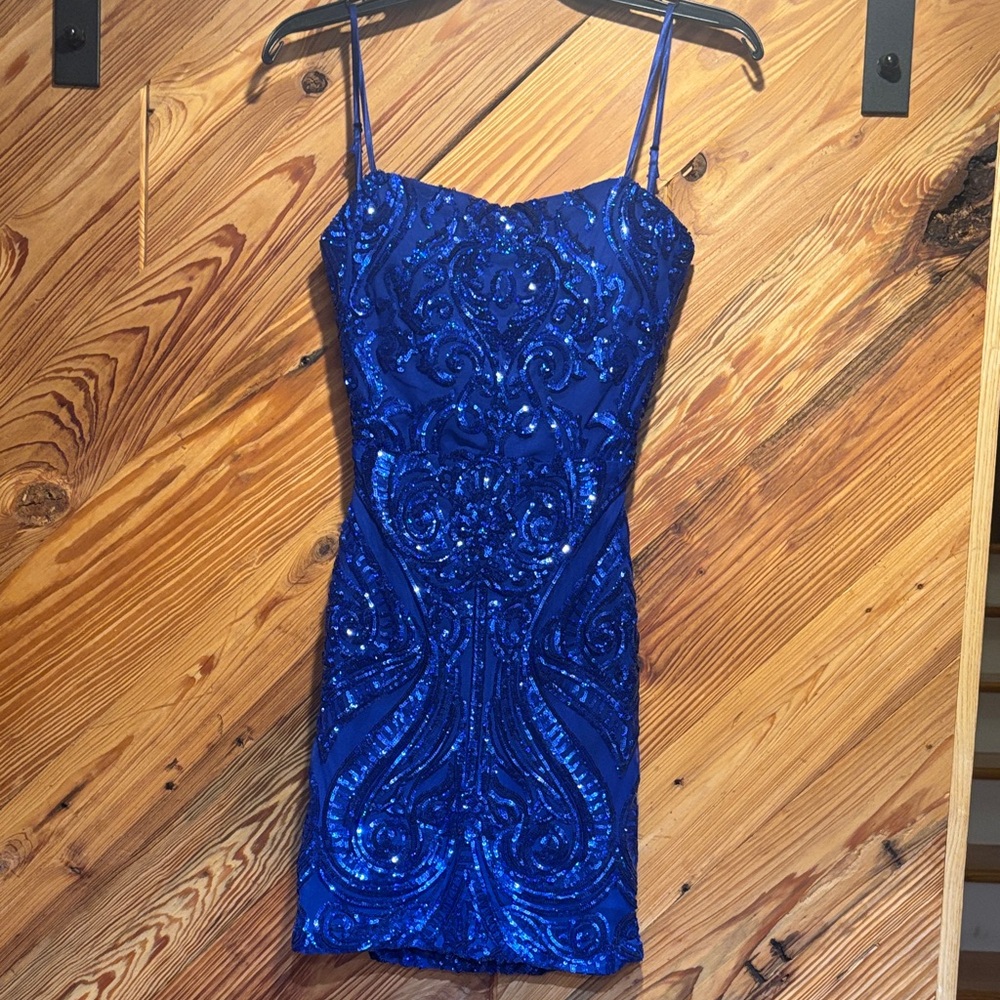 B Darlin Royal Blue Sequin Mini Dress